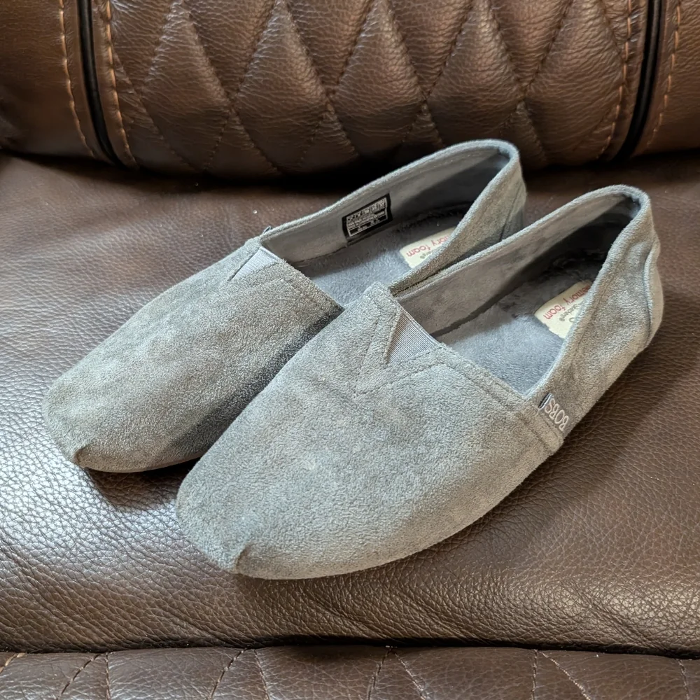 BOBS from Skechers Keep It Cozy Charcoal Plush Slip-On Flats - Women’s 8 Wide